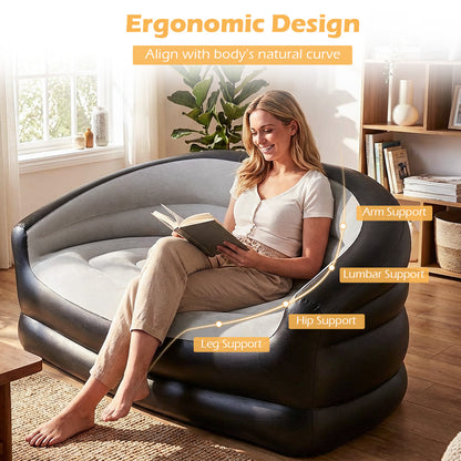 Indoor Air Sofa with Flocked Surface and Repair Patches-Grey