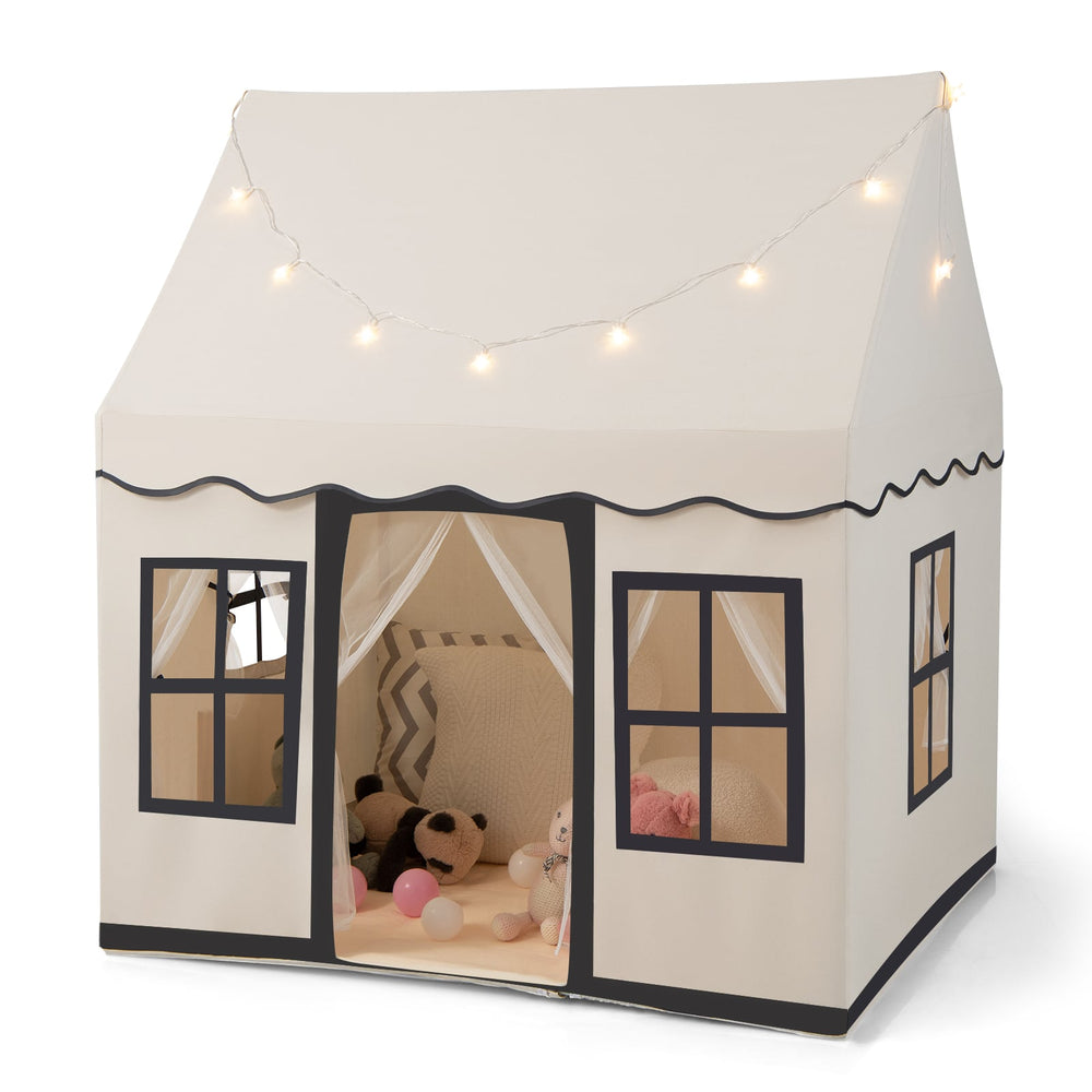 Indoor Kids Play Tent with Star Lights for Children Boys Girls Gift-Beige