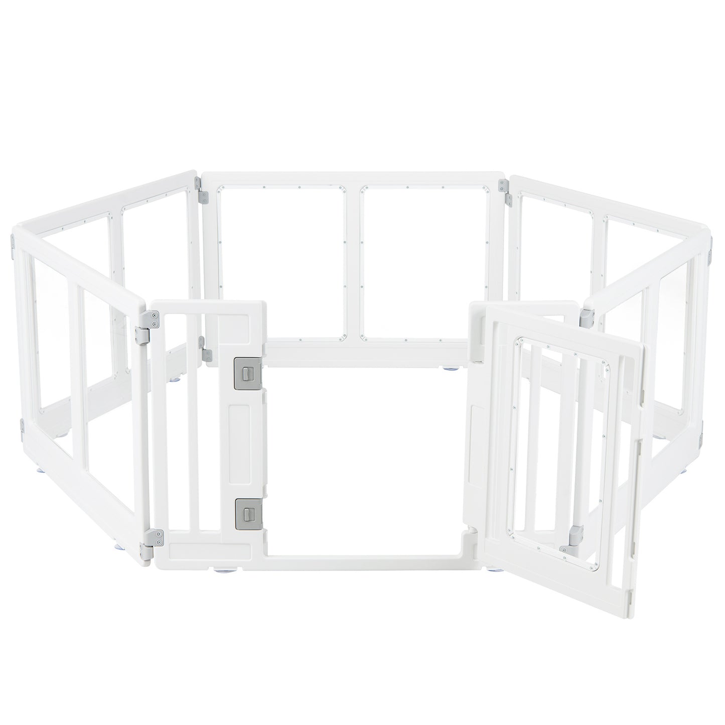 Indoor Outdoor Transparent Puppy Play Pen Pet Fence for Small to Medium Dogs-6 Panels
