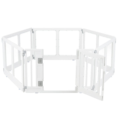 Indoor Outdoor Transparent Puppy Play Pen Pet Fence for Small to Medium Dogs-6 Panels