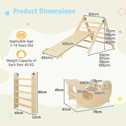 7-in-1 Indoor Wooden Foldable Climbing Toys for Toddlers-Natural