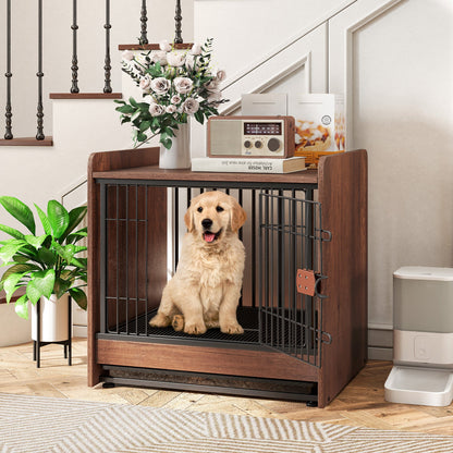 Indoor Dog Crate Furniture with Removable Tray and Lockable Door
