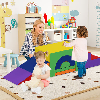 Indoor 7-Piece Foam Climbing Blocks for Crawling Climbing Sliding-Colourful