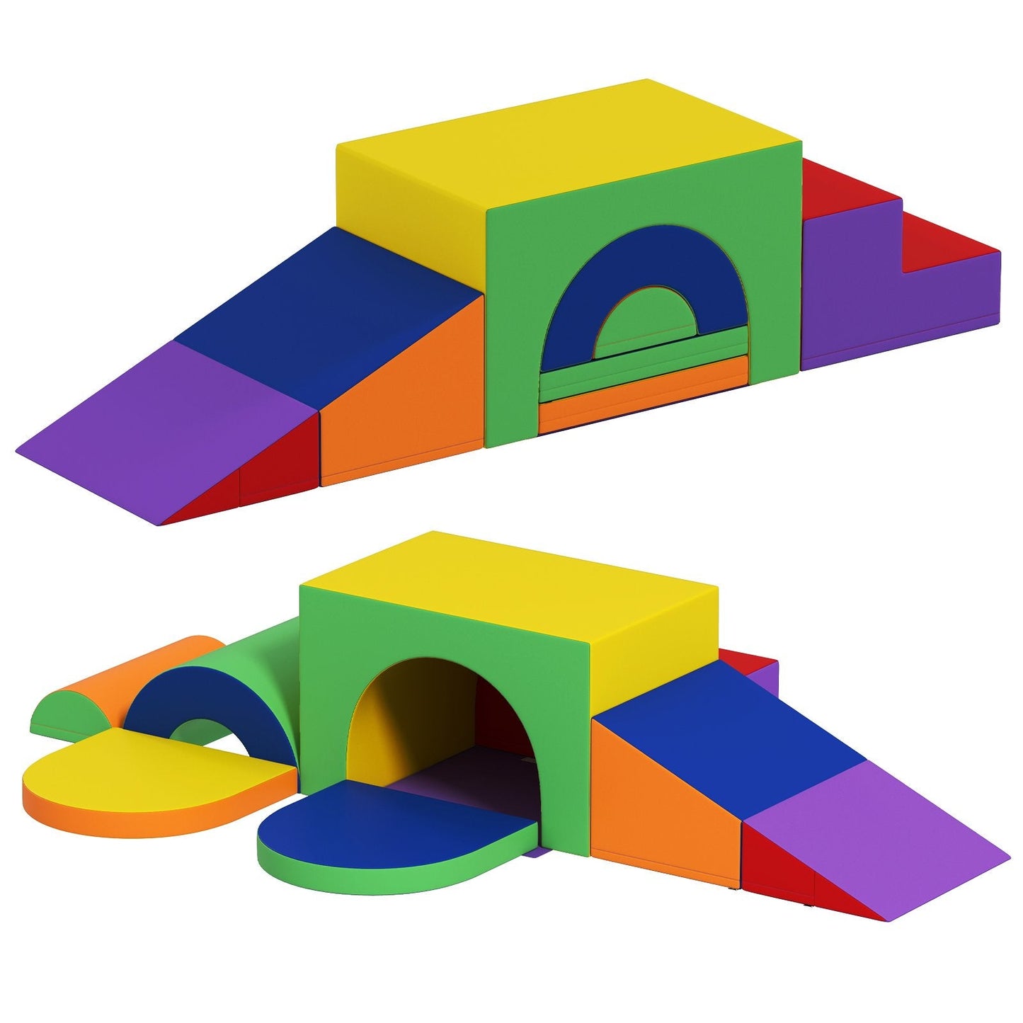 Indoor 7-Piece Foam Climbing Blocks for Crawling Climbing Sliding-Colourful