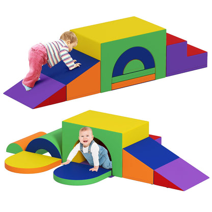 Indoor 7-Piece Foam Climbing Blocks for Crawling Climbing Sliding-Colourful