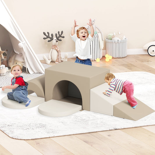 Indoor 7-Piece Foam Climbing Blocks for Crawling Climbing Sliding-Grey