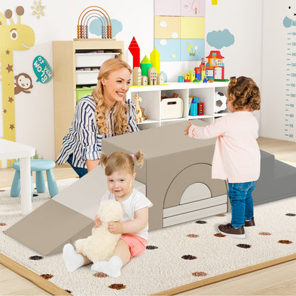 Indoor 7-Piece Foam Climbing Blocks for Crawling Climbing Sliding-Grey