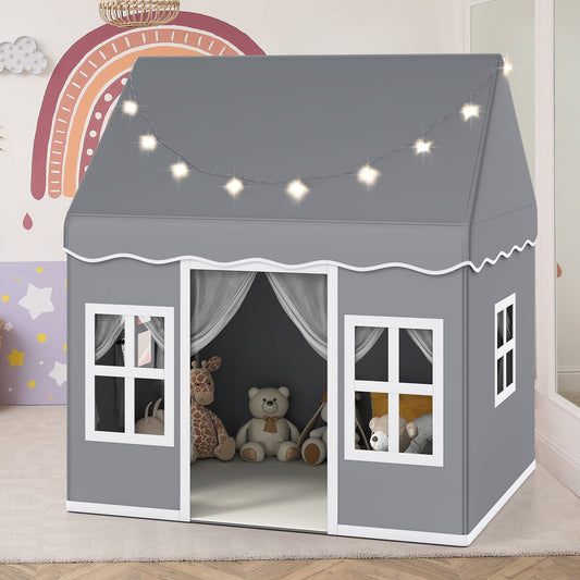 Indoor Kids Play Tent with Star Lights for Children Boys Girls Gift-Grey