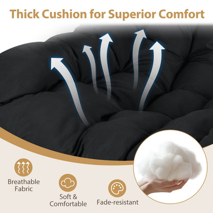 Indoor Outdoor Rocking Chair Oversized Egg Papasan Chair-Black