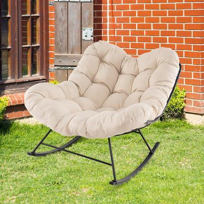 Indoor Outdoor Rocking Chair Oversized Egg Papasan Chair-Beige