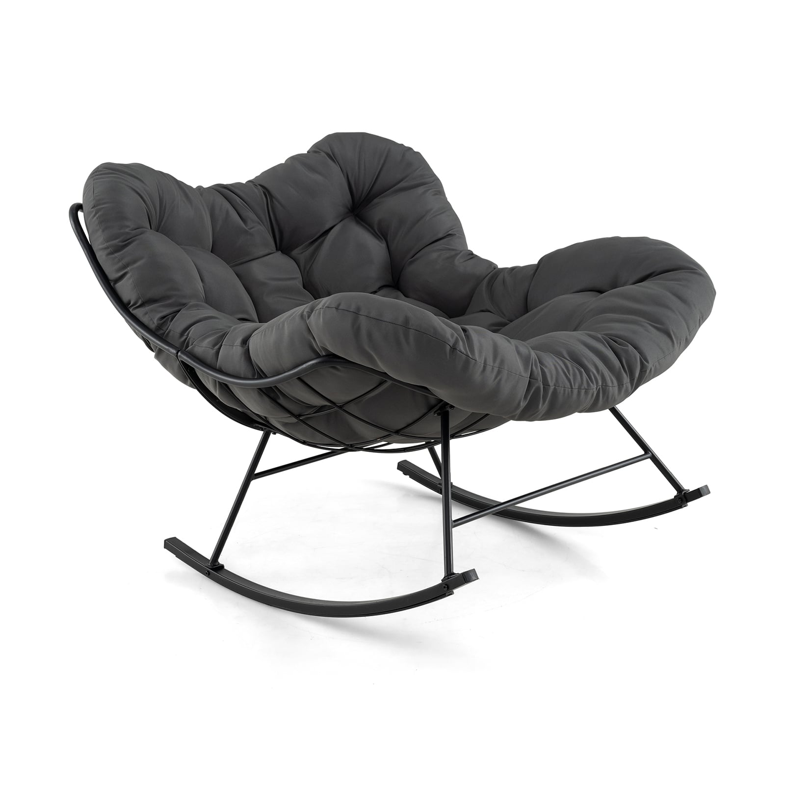 Indoor Outdoor Rocking Chair Oversized Egg Papasan Chair-Grey