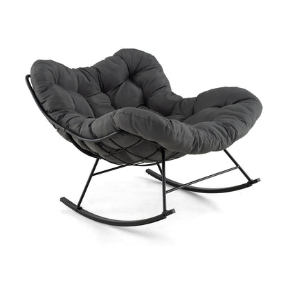 Indoor Outdoor Rocking Chair Oversized Egg Papasan Chair-Grey