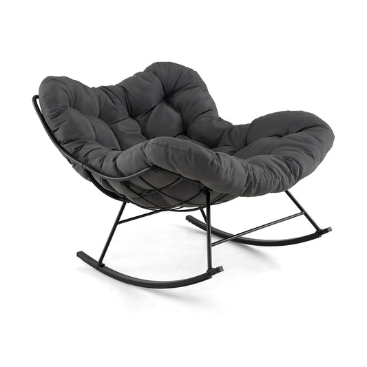 Indoor Outdoor Rocking Chair Oversized Egg Papasan Chair-Grey