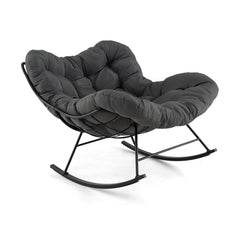 Indoor Outdoor Rocking Chair Oversized Egg Papasan Chair-Grey