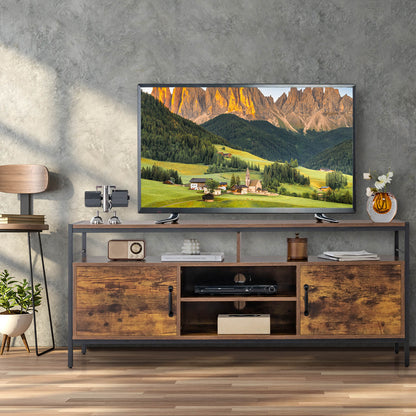 147 cm Industrial TV Stand with Adjustable Shelf for TVs up to 65"-Rustic Brown