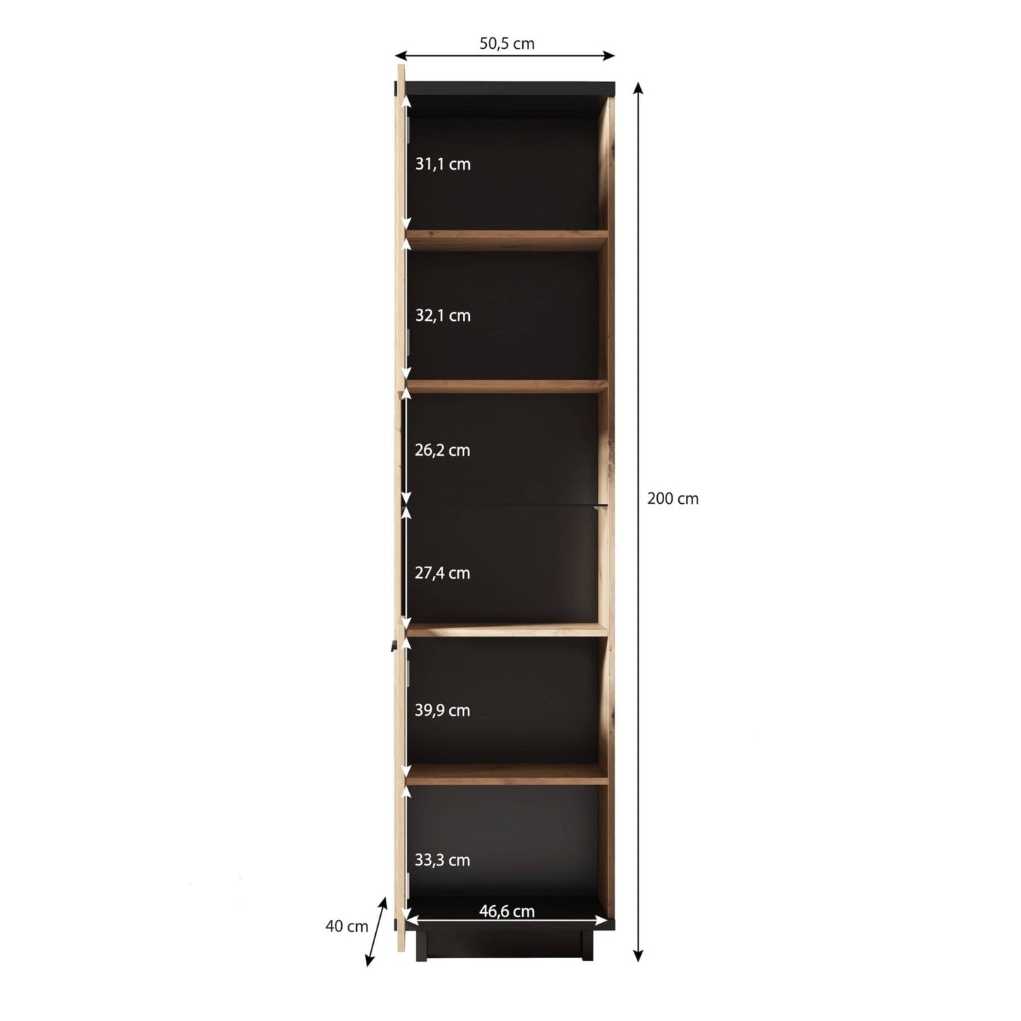 Ines 11 Tall Display Cabinet 51cm