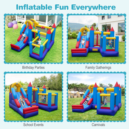 Inflatable Bounce Castle with Climbing Wall and Long Slide Without Blower