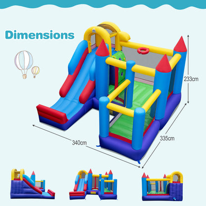 Inflatable Bounce Castle with Climbing Wall and Long Slide Without Blower