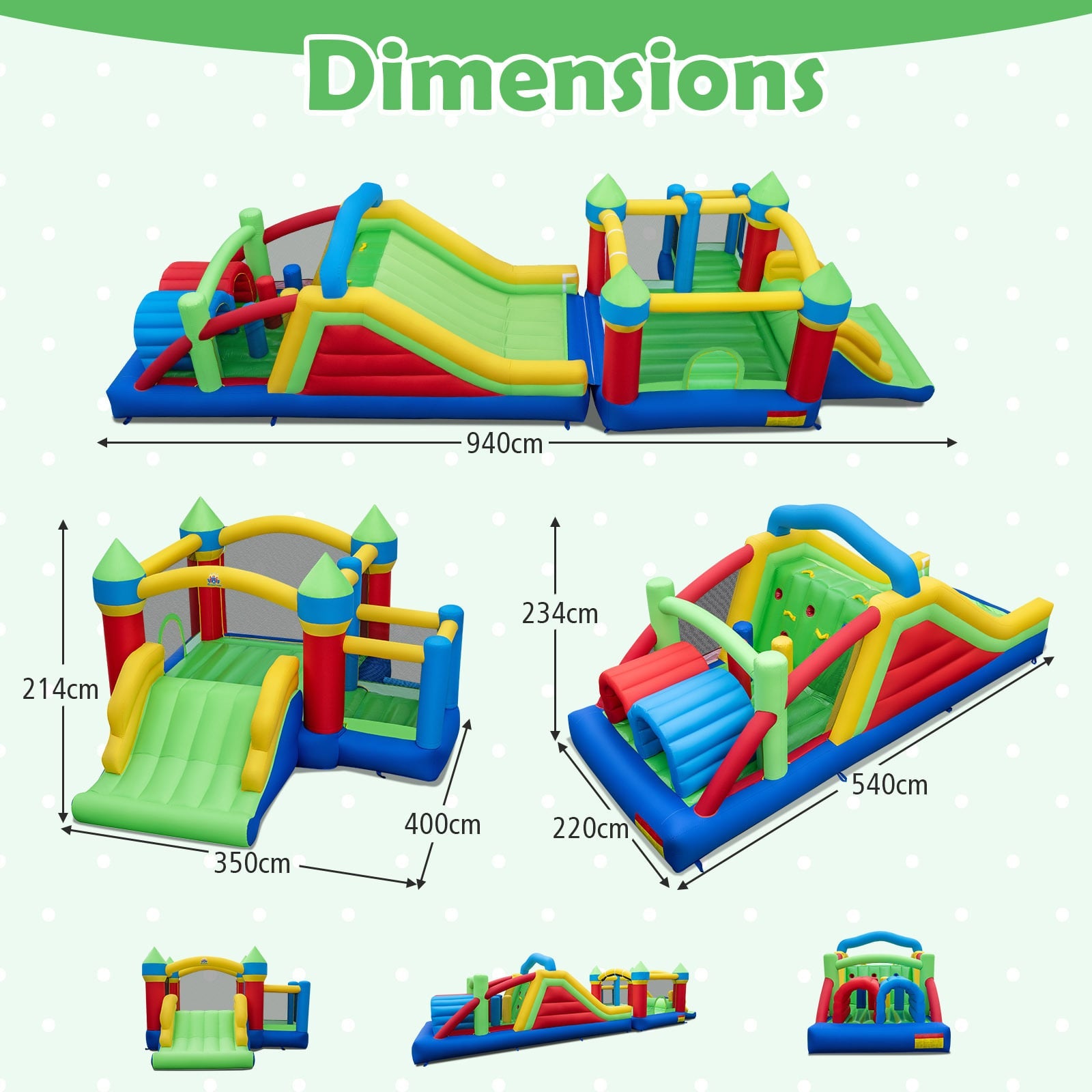 Inflatable Bounce Castle with Jumping House and Crawling Tunnels (Without 2*Blower)