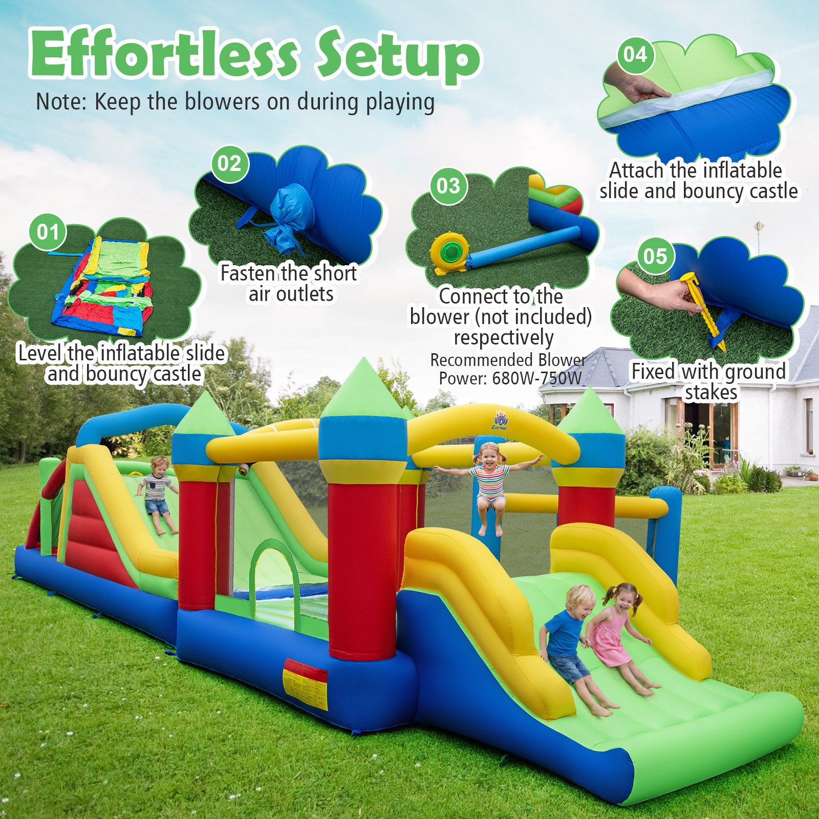 Inflatable Bounce Castle with Jumping House and Crawling Tunnels (Without 2*Blower)