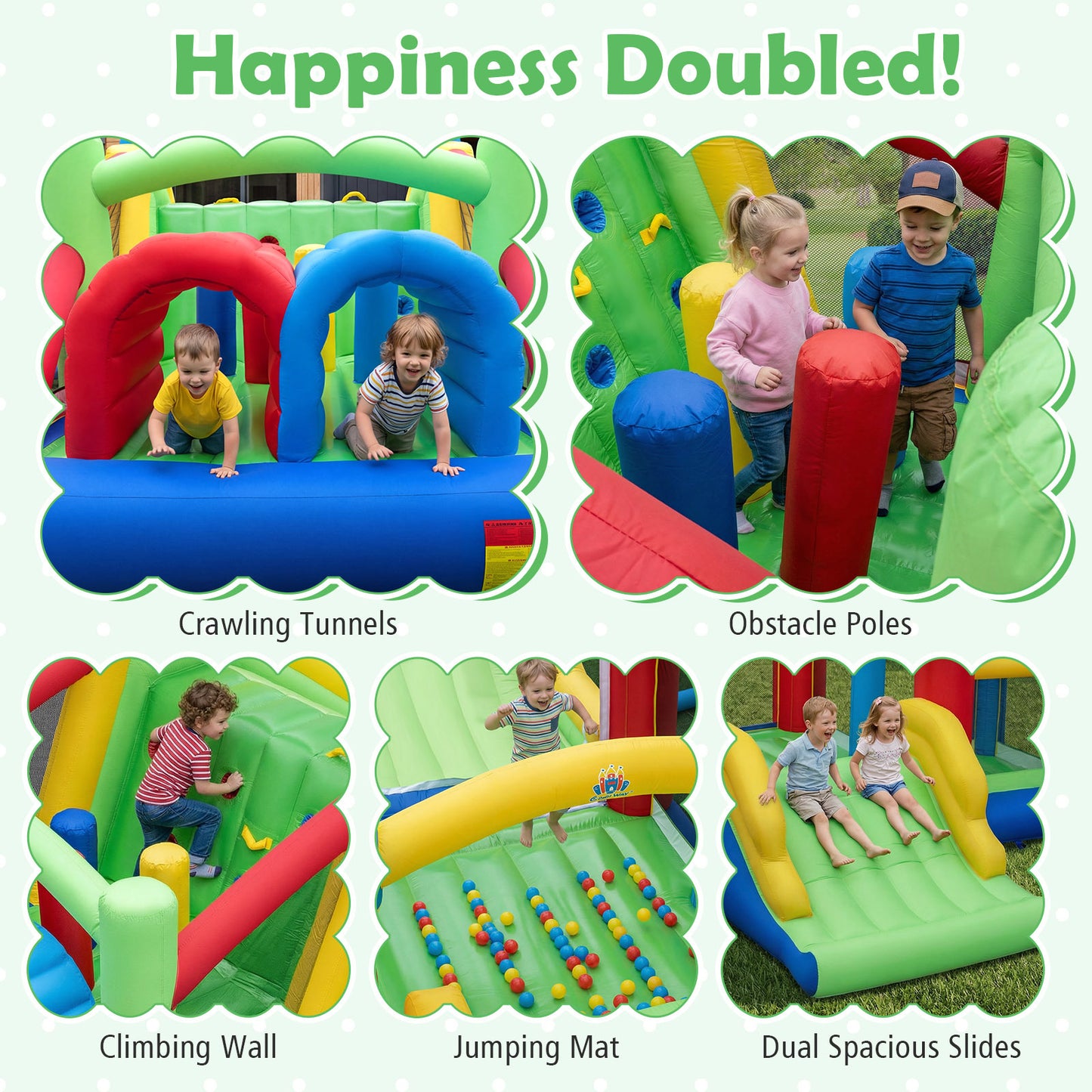 Inflatable Bounce Castle with Jumping House and Crawling Tunnels (Without 2*Blower)