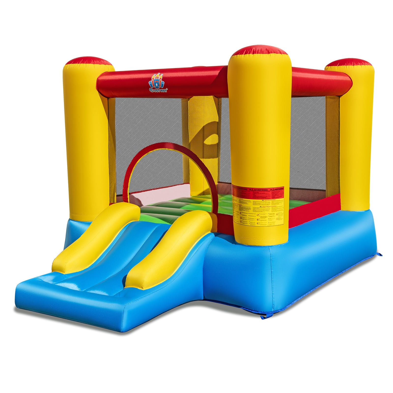 Inflatable Bounce House Kids Castle Slide Bouncer with 550W Blower