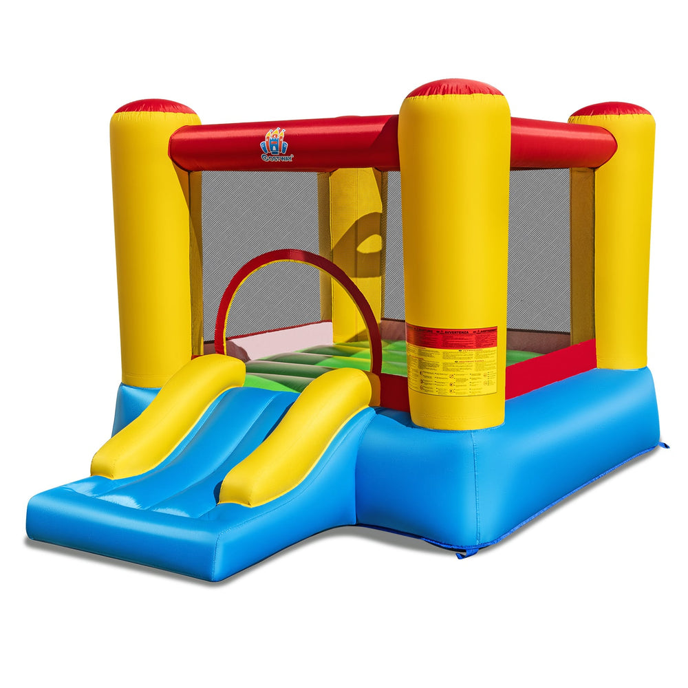 Inflatable Bounce House Kids Castle Slide Bouncer with Basketball Rim Indoor Outdoor Jumping Castle