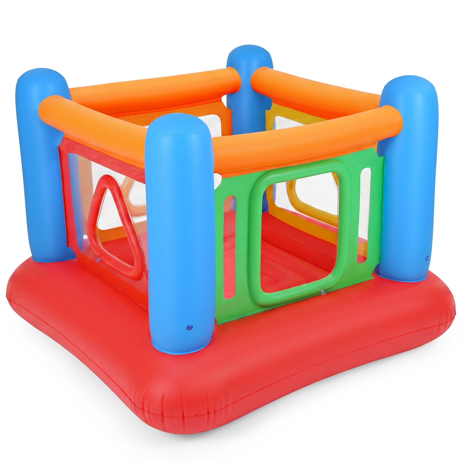 Inflatable Bounce House for Kids with Transparent Side Walls and Square/Triangle Openings-Blue