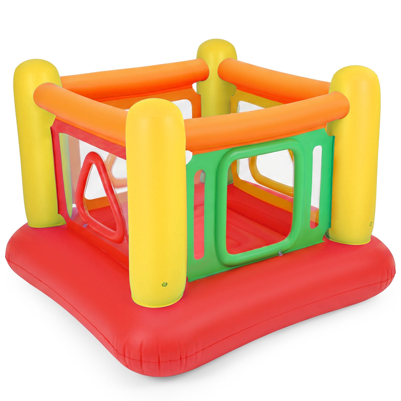 Inflatable Bounce House for Kids with Transparent Side Walls and Square/Triangle Openings-Orange