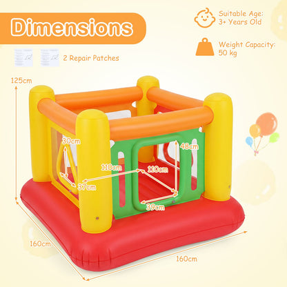 Inflatable Bounce House for Kids with Transparent Side Walls and Square/Triangle Openings-Orange