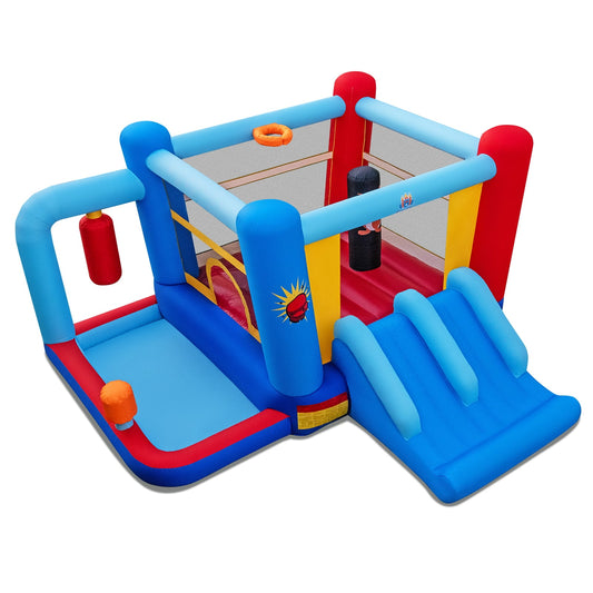 Inflatable Bounce House with Punching Bags and Basketball Rim (with 550W Blower)