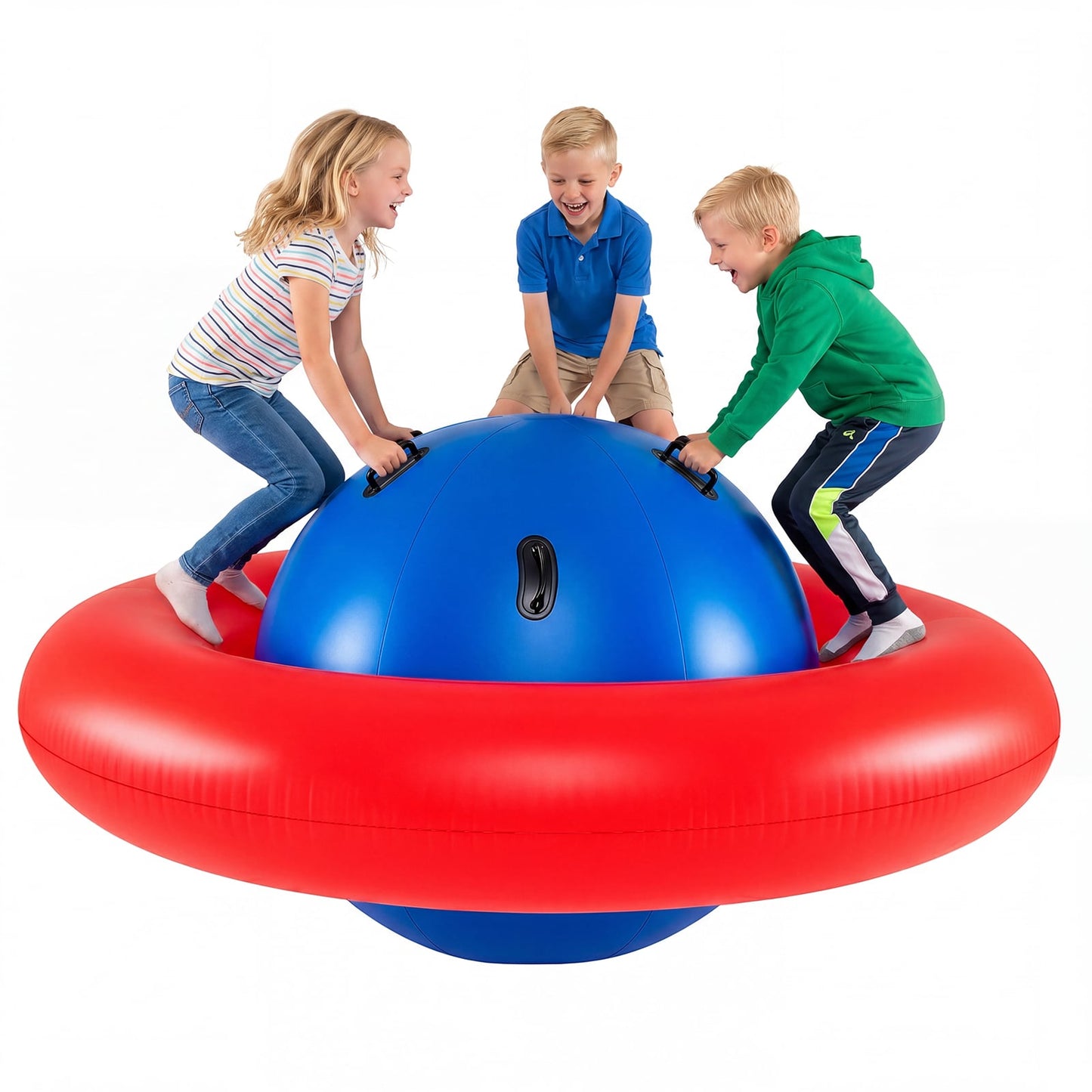 Inflatable Dome Rocker Bouncer for Kids with 6 Built-in Handles-Red