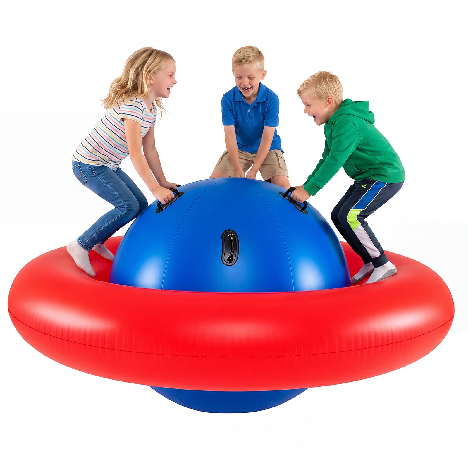 Inflatable Dome Rocker Bouncer for Kids with 6 Built-in Handles-Red