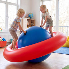 Inflatable Dome Rocker Bouncer for Kids with 6 Built-in Handles-Red