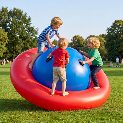 Inflatable Dome Rocker Bouncer for Kids with 6 Built-in Handles-Red