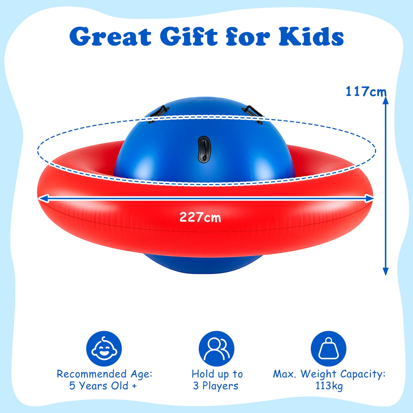 Inflatable Dome Rocker Bouncer for Kids with 6 Built-in Handles-Red