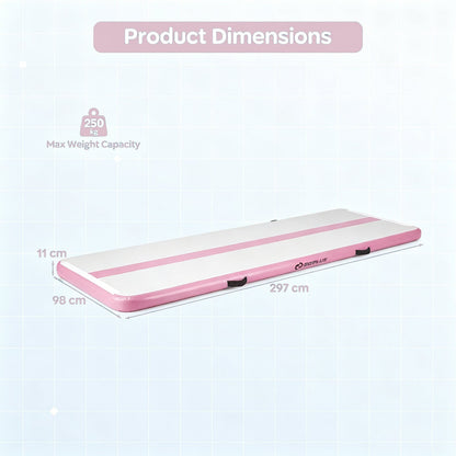 Inflatable Gymnastic Mat Portable Tumbling Mat with Electric Air Pump-Pink