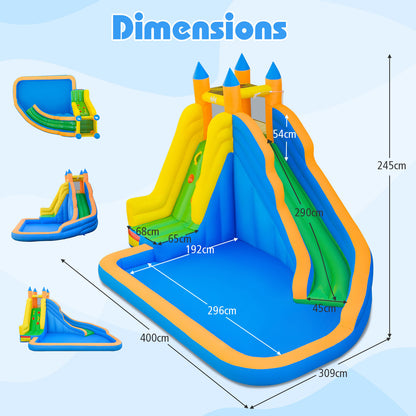 Inflatable Water Slide 3-in-1 Giant Water Park with Curved Slide