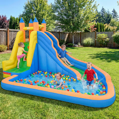 Inflatable Water Slide 3-in-1 Giant Water Park with Curved Slide