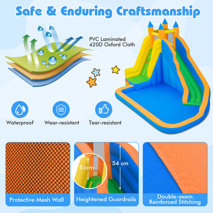 Inflatable Water Slide 3-in-1 Giant Water Park with Curved Slide