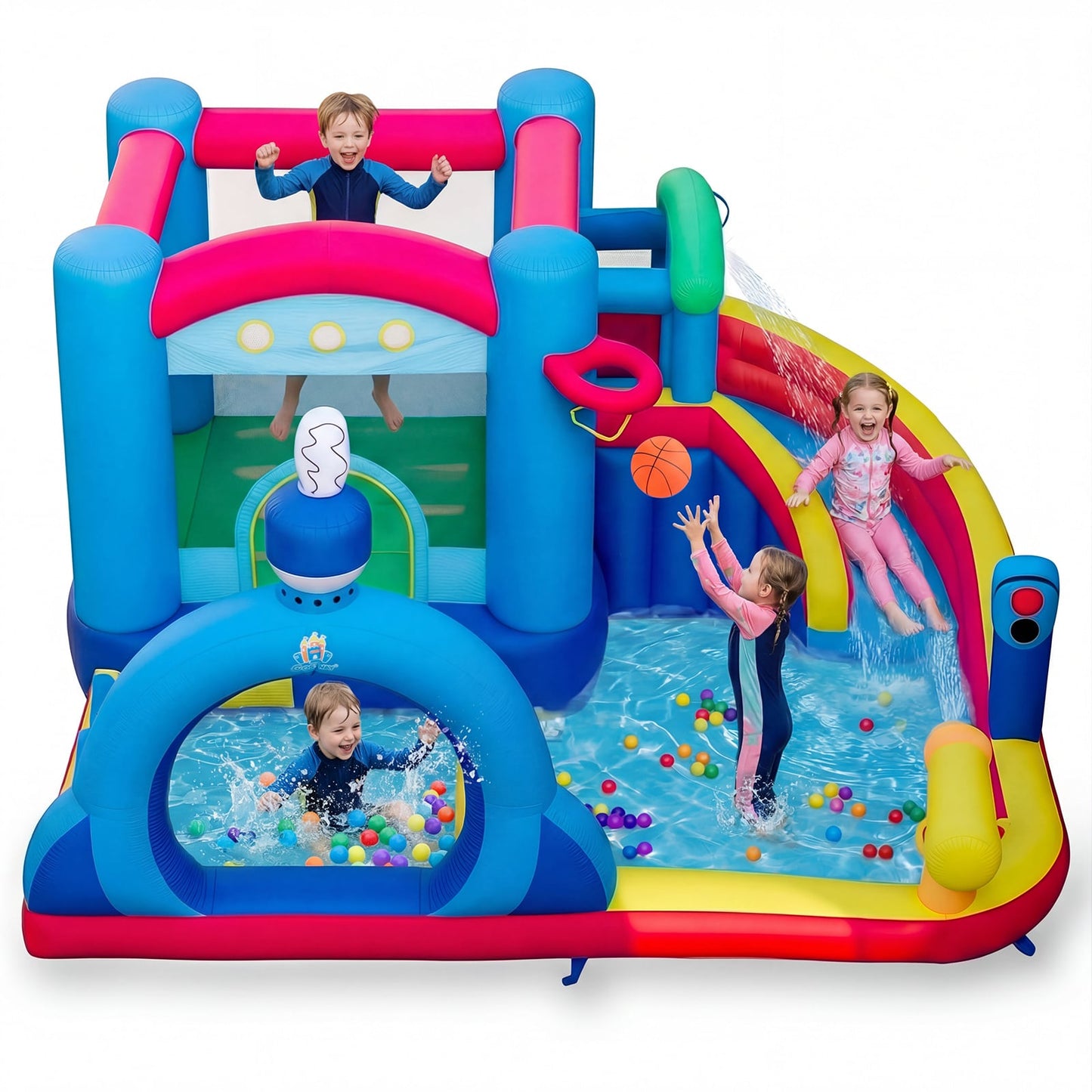 Inflatable Water Slide Kids Water Park with Splash Pool Water Cannon