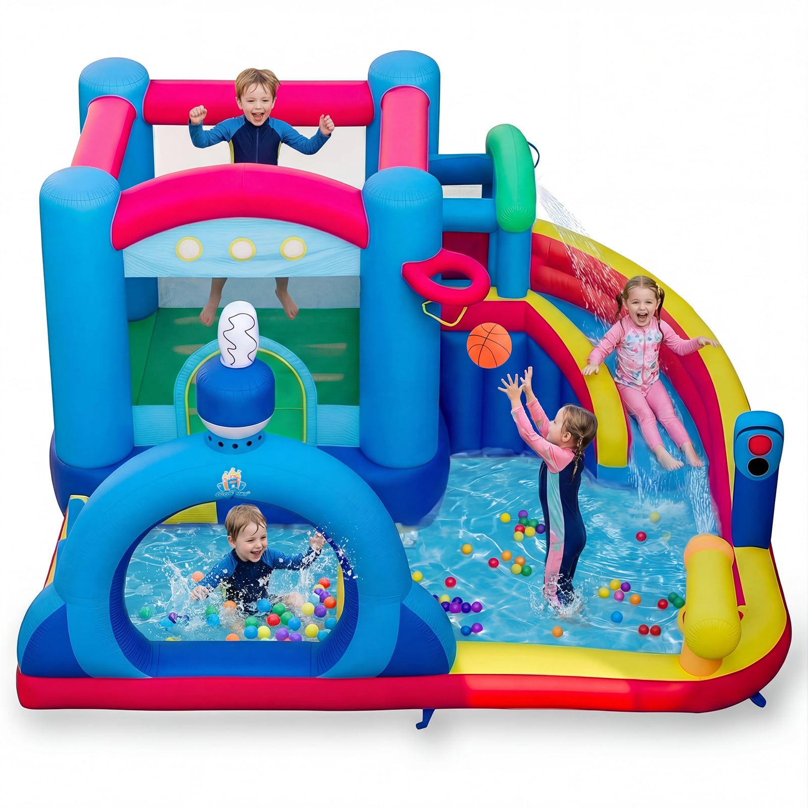 Inflatable Water Slide Kids Water Park with Splash Pool Water Cannon