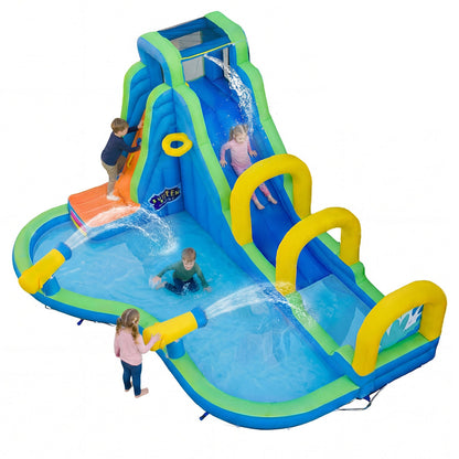Inflatable Water Slide Park with Climbing Wall and Basketball Rim