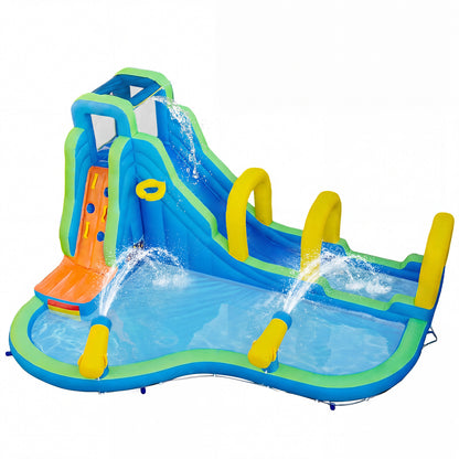 Inflatable Water Slide Park with Climbing Wall and Basketball Rim