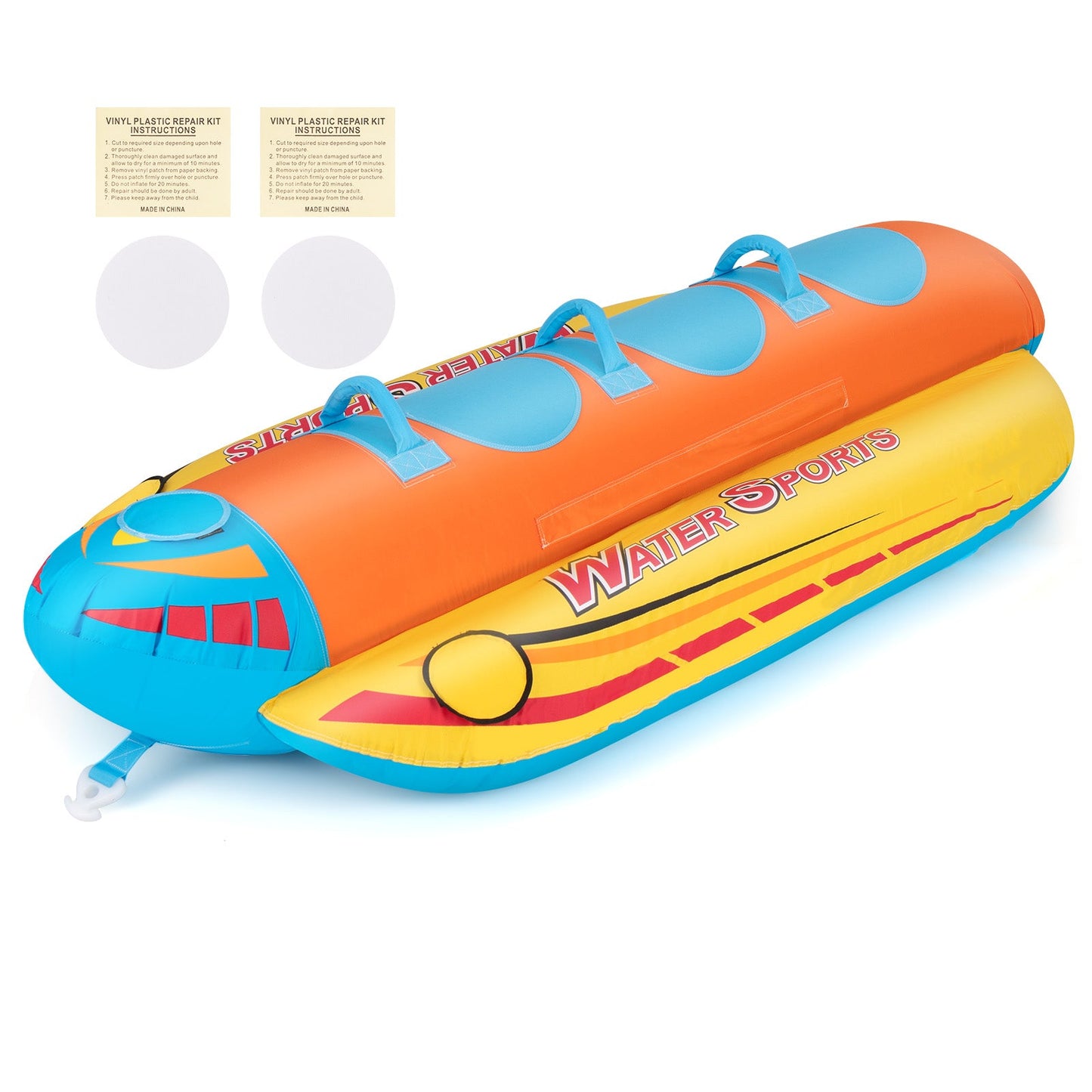 1-3 Riders Inflatable Banana Boat Towable Tube for Boating with Full Nylon Cover