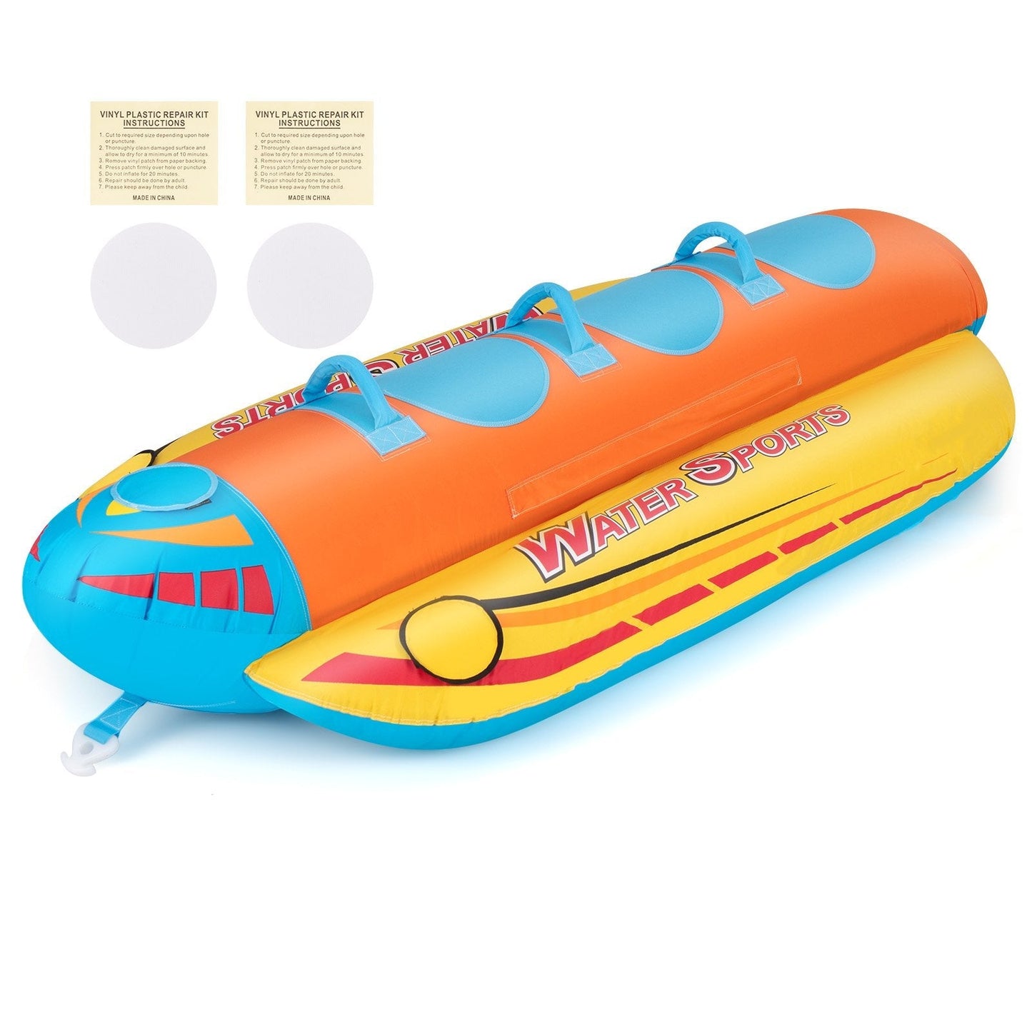 1-3 Riders Inflatable Banana Boat Towable Tube for Boating with Full Nylon Cover