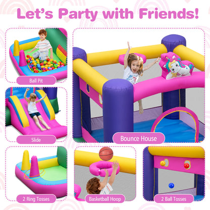 Inflatable Bounce Castle with Slide and Stakes