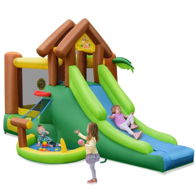 Inflatable Bounce House with Slides and Climbing Wall with Air Blower