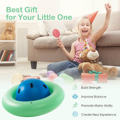 Inflatable Dome Rocker Bouncer for Kids with 6 Built-in Handles-Blue