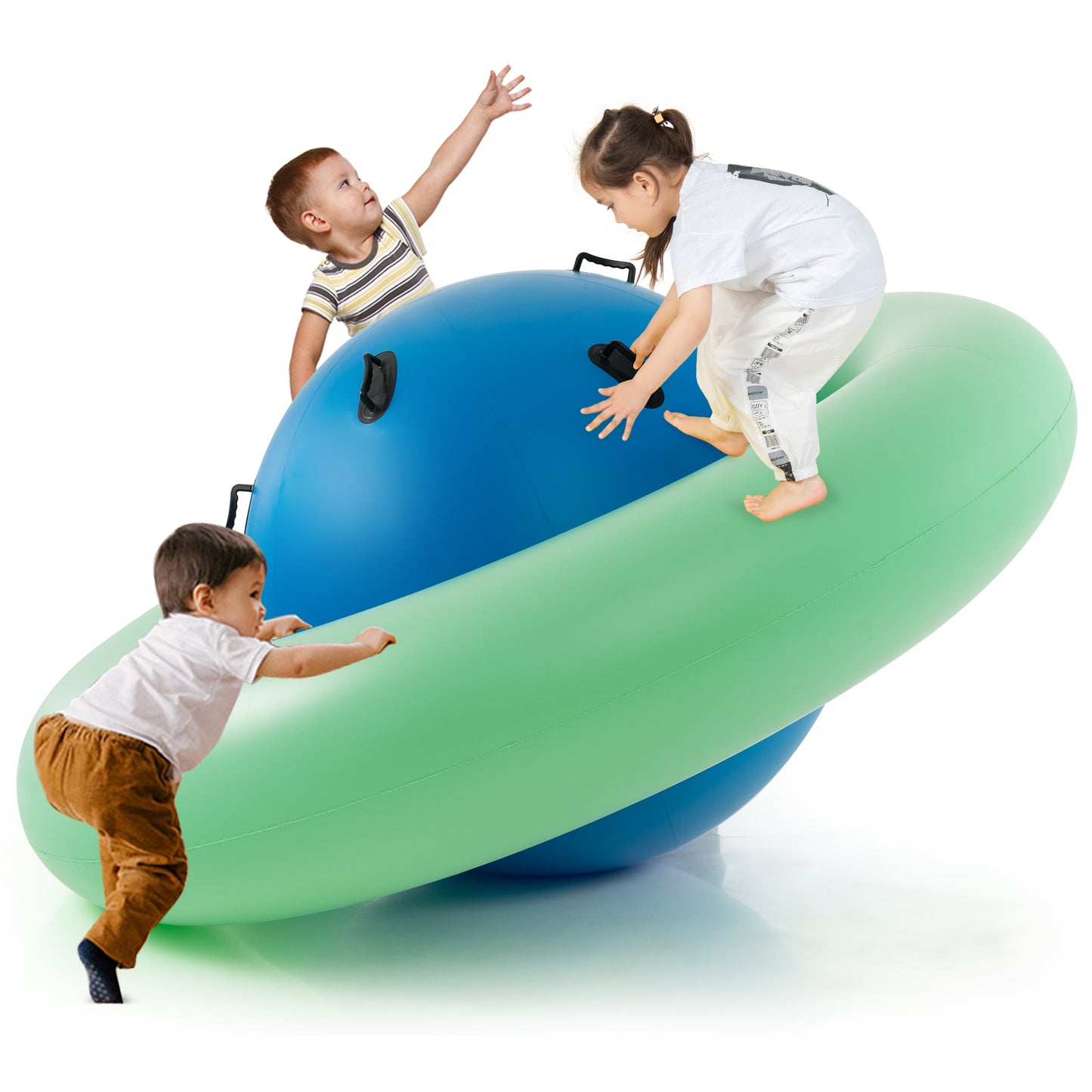 Inflatable Dome Rocker Bouncer for Kids with 6 Built-in Handles-Blue